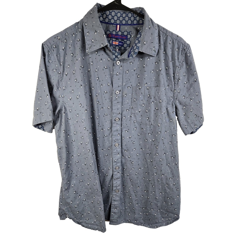 English Laundry Button Up Shirt Mens Size Medium Blue Abstract Pattern Tee Shirt